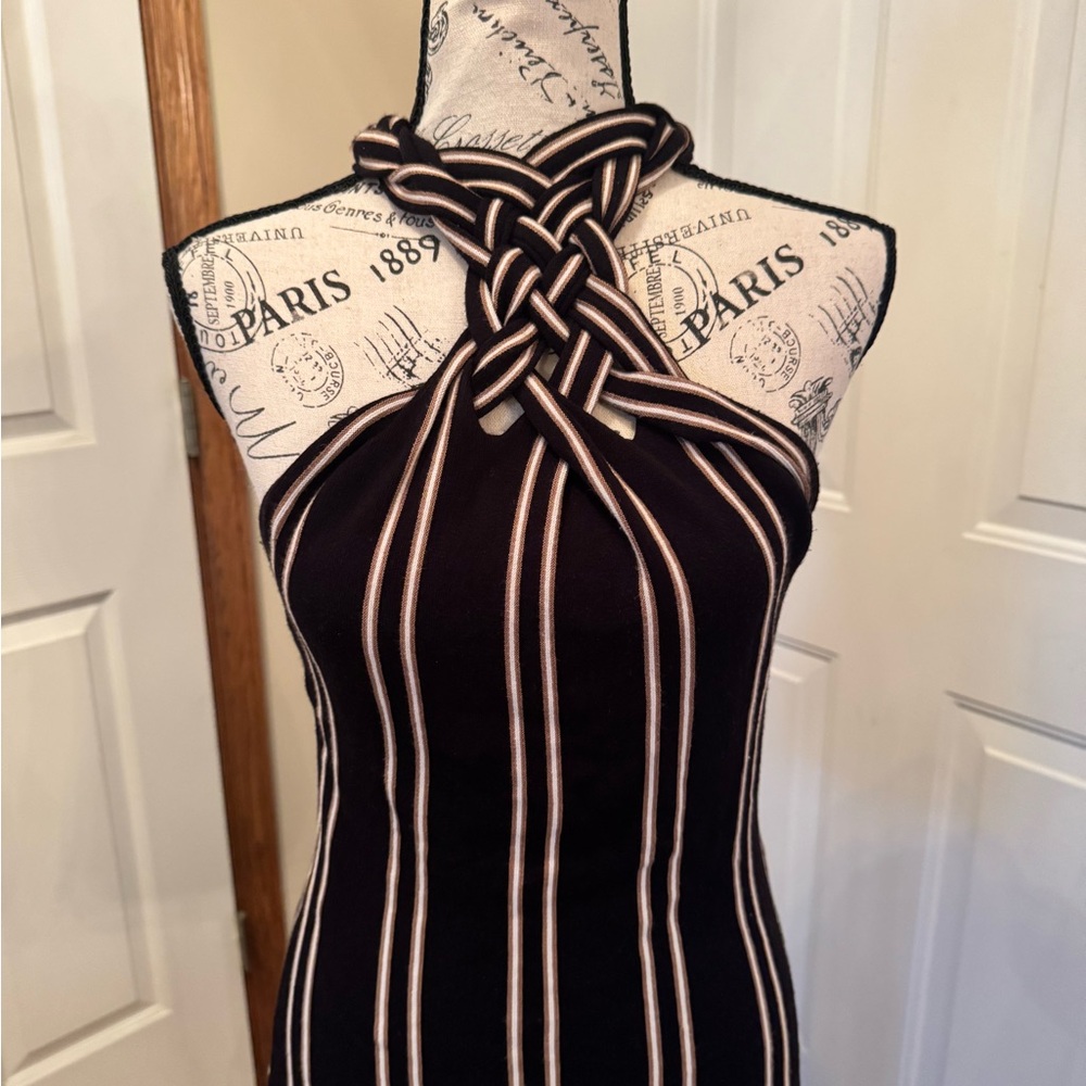 White House Black Market Black and Cream Tank Top